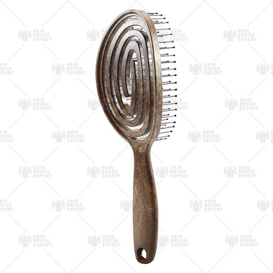 Yao Moving Round Hair Brush Wooden Texture (For Medium Length Hair)