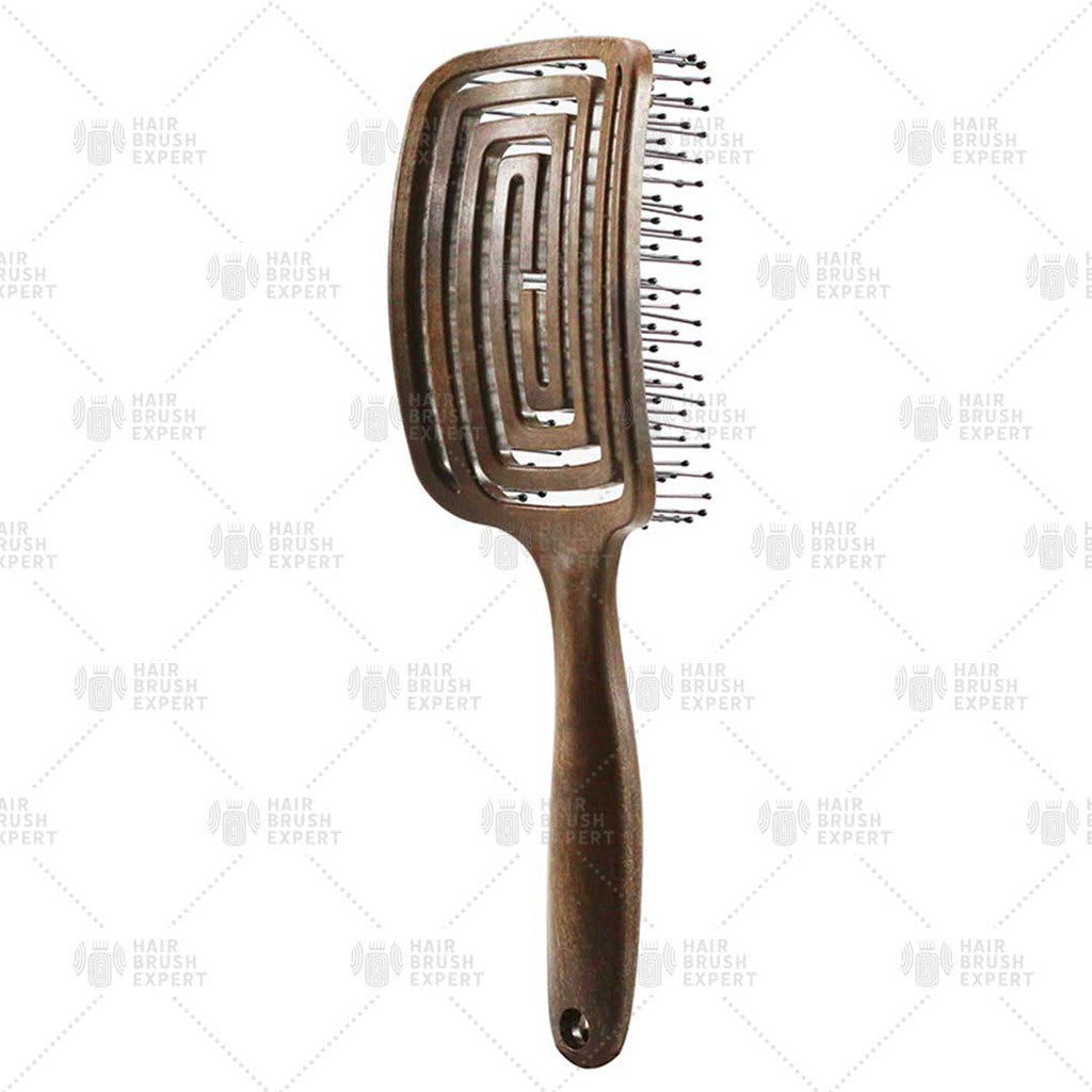 Yao Moving Square Hair Brush Wooden Texture (For Long Length Hair
