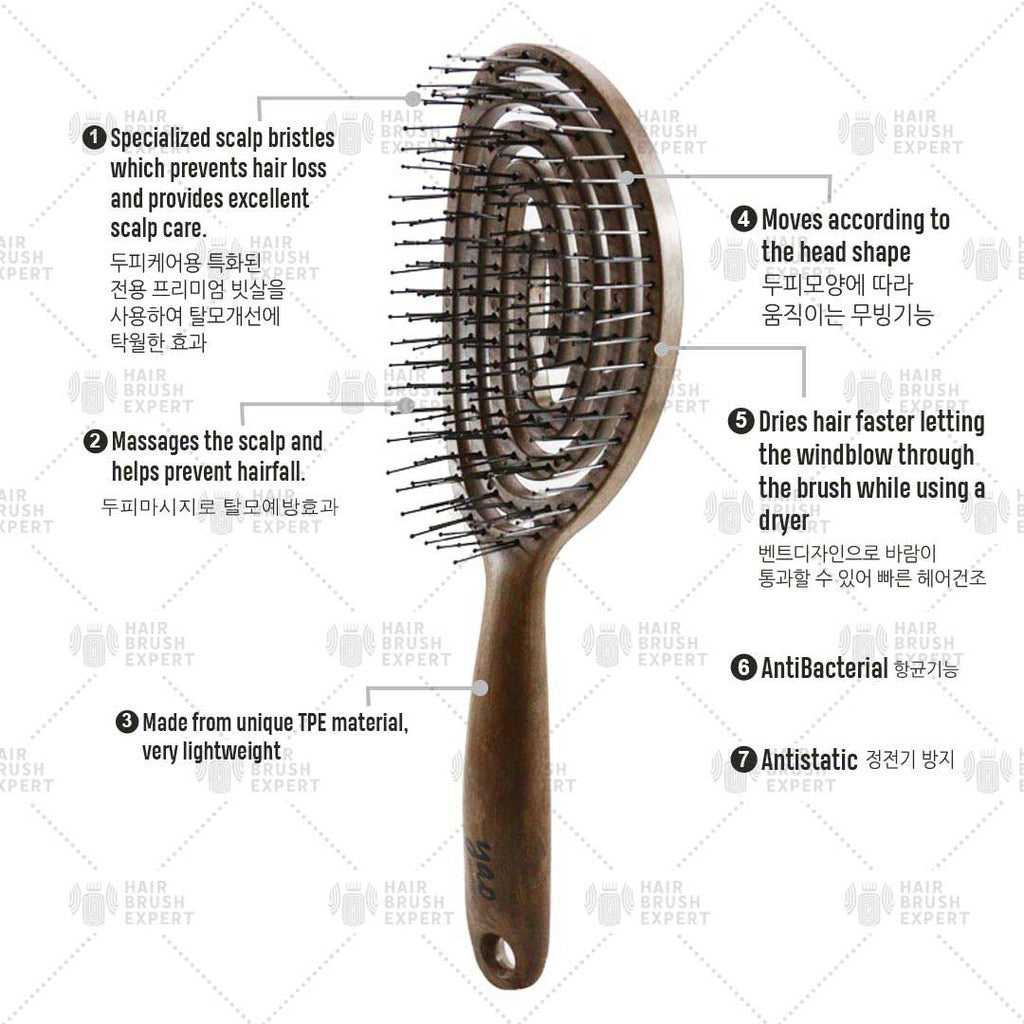 Yao Scalp Care Hair Brush Specialized for Men Wooden Texture