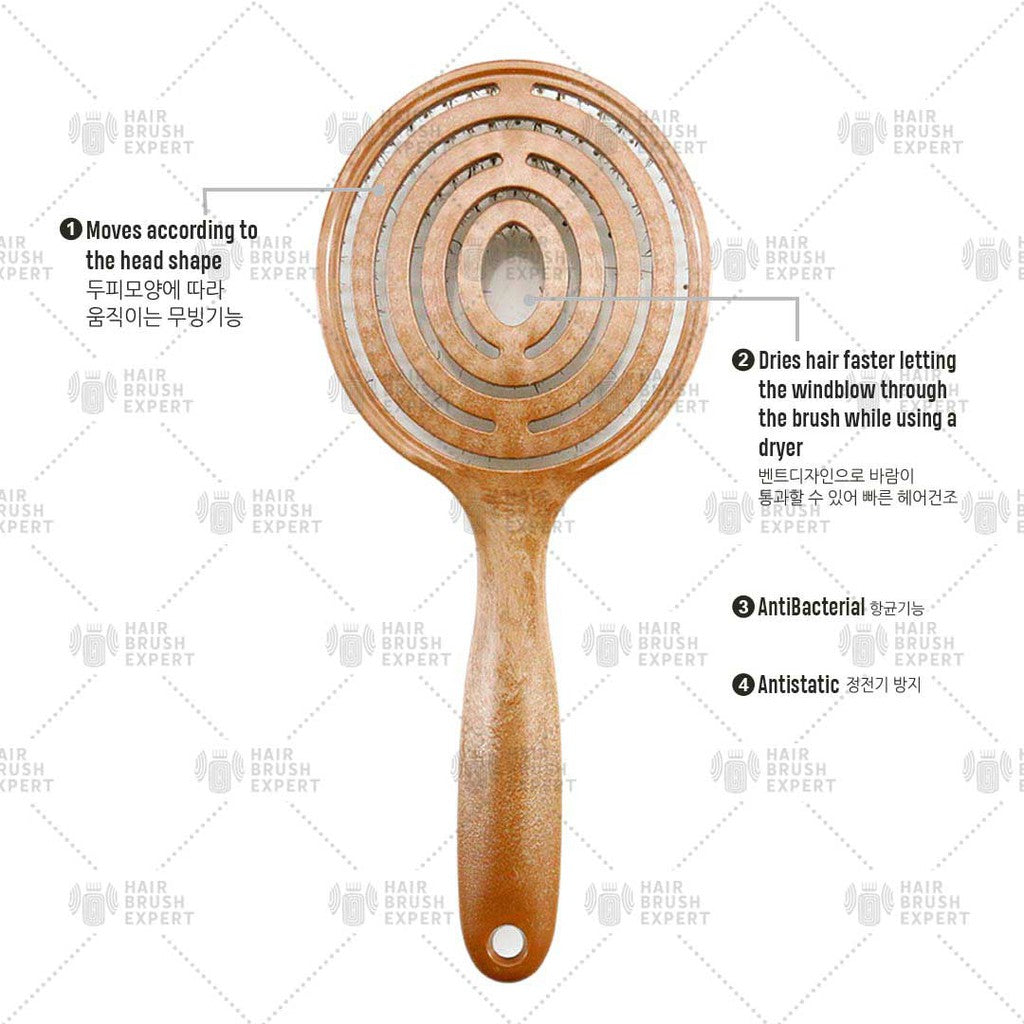 Yao Moving Circle Boar Hair Brush Wooden Texture (Special for Increasing Hair Volume)