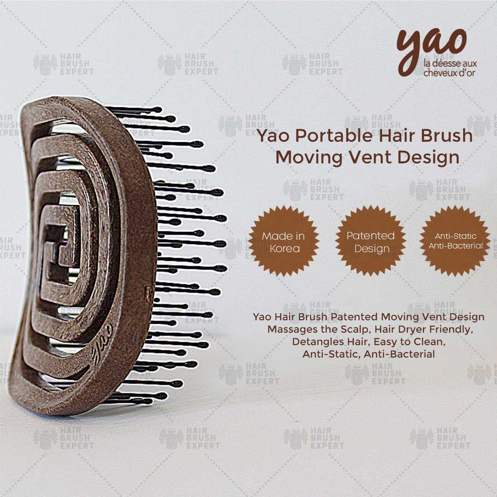 Yao Portable Hair Brush Wooden Texture (Easy to Carry / For All Hair Lengths)