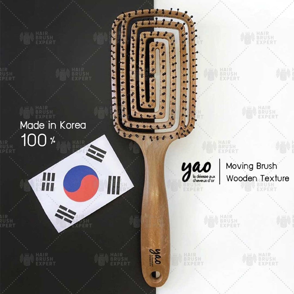 Yao Moving Circle Boar Hair Brush Wooden Texture (Special for Increasing Hair Volume)