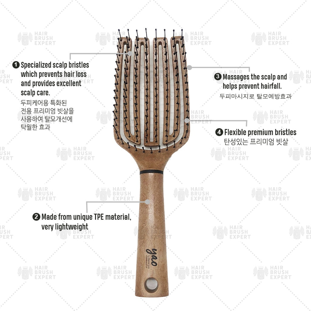 Yao Moving Flip Brush Wooden Texture (2 in 1 Volumizing for Mid to Long Hair)