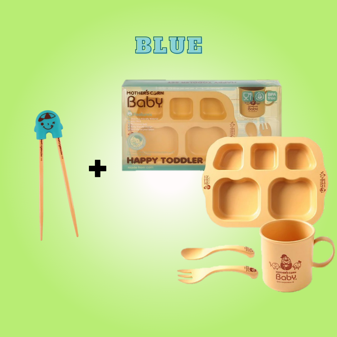 HKO Kiddie Bundles (Mother's Corn Rice 2 See U Chopsticks Trainer + Mother's Corn Happy Toddler Set)