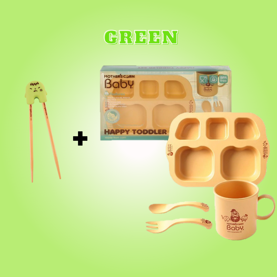 HKO Kiddie Bundles (Mother's Corn Rice 2 See U Chopsticks Trainer + Mother's Corn Happy Toddler Set)