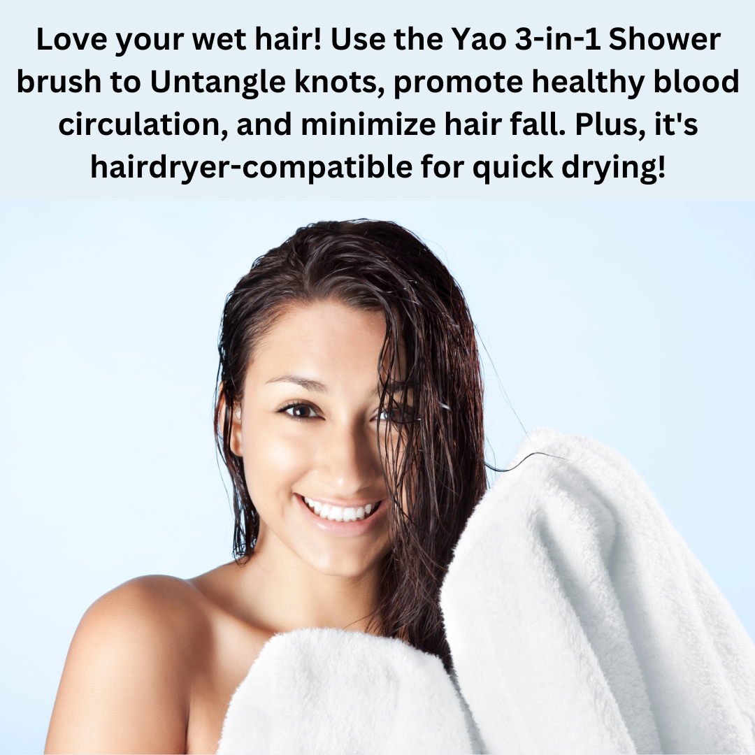 Yao 3-in-1 Shower Brush Coral Color ( for all hair lengths)