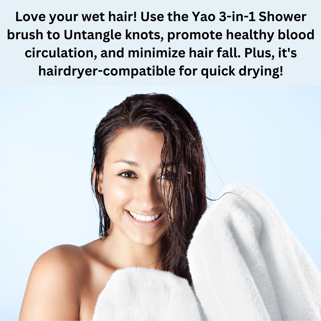 Yao 3-in-1 Shower Brush Ash Blue Color (For All Hair Lengths)